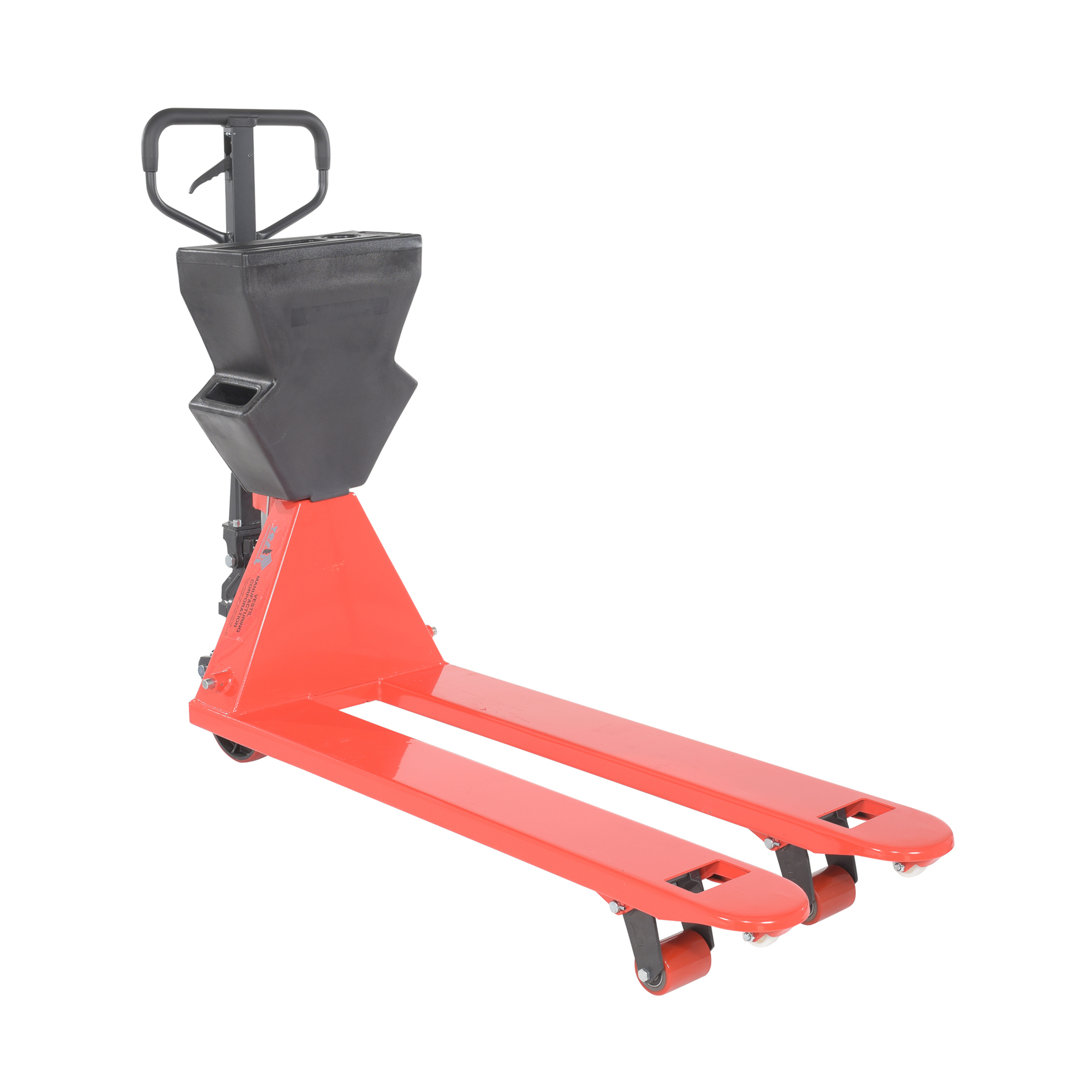 Vestil Pallet Truck with P-Caddy - 5500-Lb. Capacity, 48in. Fork Length, 2.88in. Min. Lift Height, Red/Black, Model# PM5-2048-UP-002